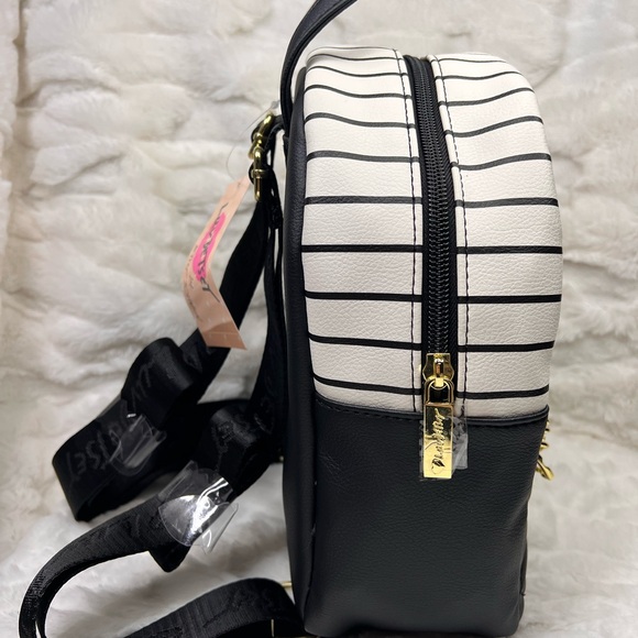 Betsey Johnson Pink and Black Quilted Backpack with Gold Chain main image 8